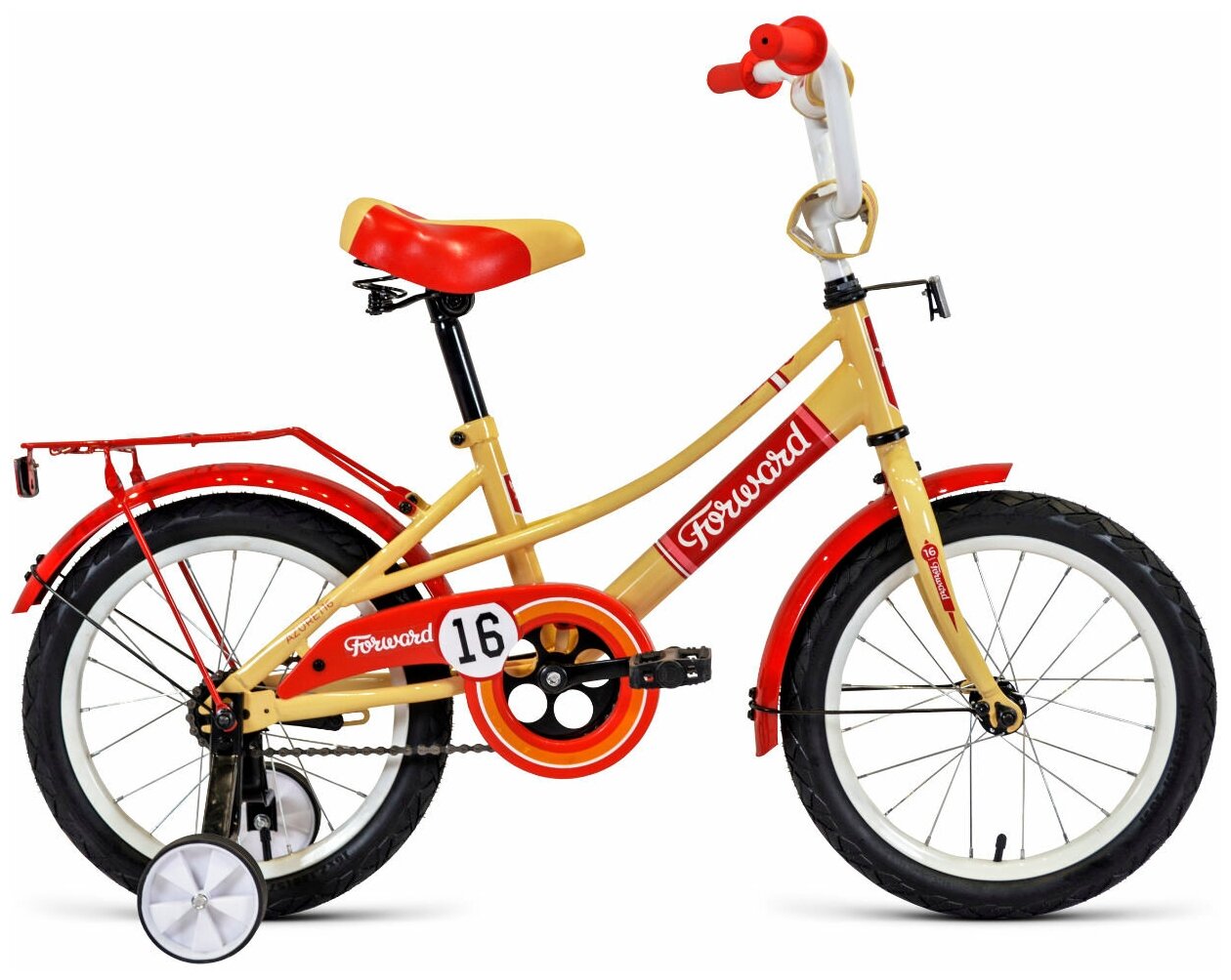 Детский велосипед FORWARD Azure 16 (2020) бежевый/красный (требует финальной сборки)