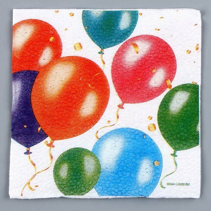 Салфетки бумажные однослойные Воздушные шары, 24х24 см, набор 20 шт - фотография № 2