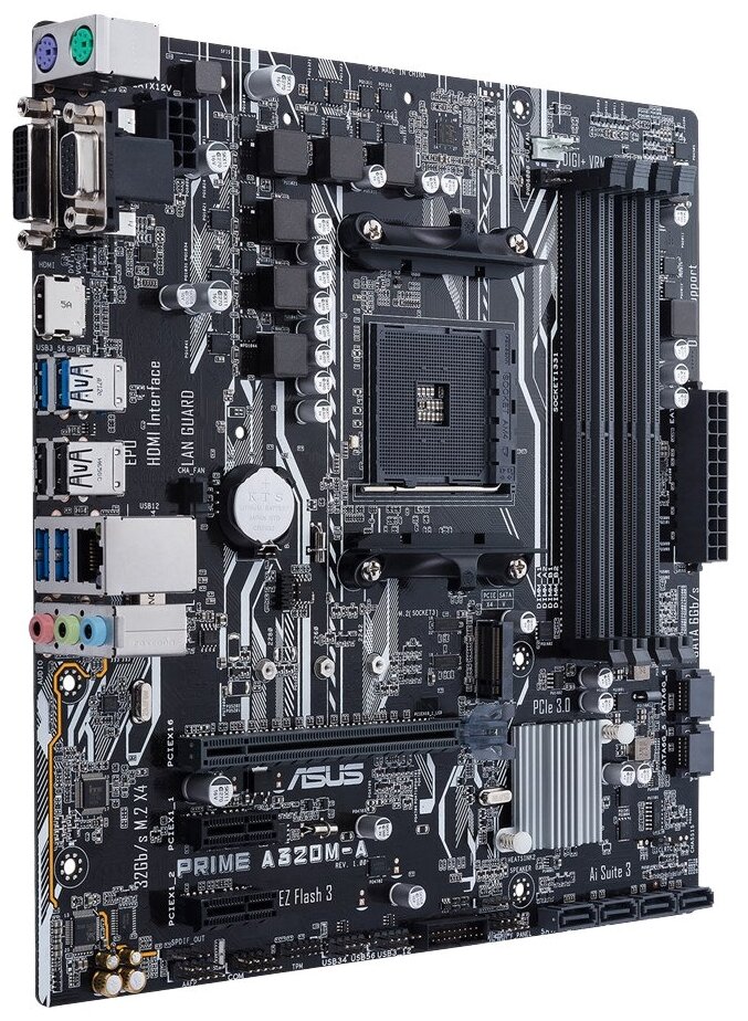 Материнская плата ASUS PRIME A320M-A Socket AM4 915G AMD A320 4xDDR4 1xPCI-E 16x 2xPCI-E 1x 6 mATX Retail - фото №5
