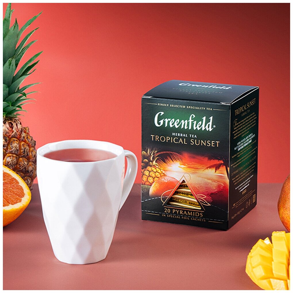 Чай GREENFIELD Tropical Sunset, фруктовый с добавками, 20 шт, пирамидки - фотография № 9