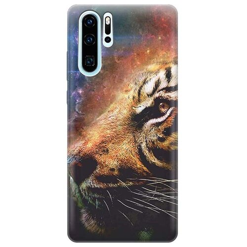фото Ультратонкий силиконовый чехол-накладка для huawei p30 pro с принтом "космический тигр" gosso
