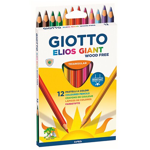 GIOTTO Цветные карандаши Elios Giant Woodfree 12 цвета (221500), 12 шт.