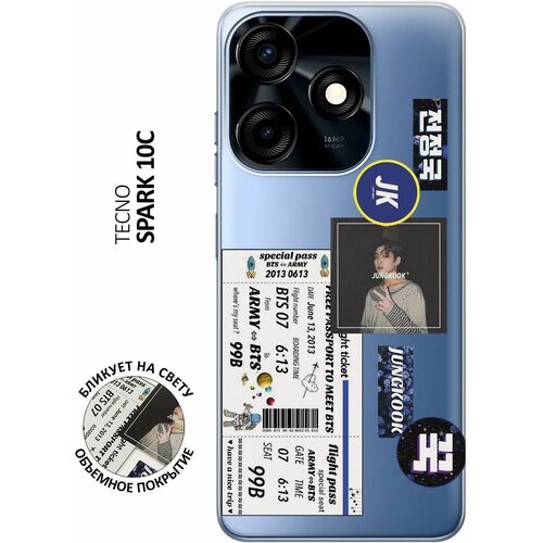 Силиконовый чехол с принтом BTS Stickers для Tecno Spark 10C / Техно Спарк 10С чехол книжка на tecno spark 10c техно спарк 10с с 3d принтом magic rhombs p золотой