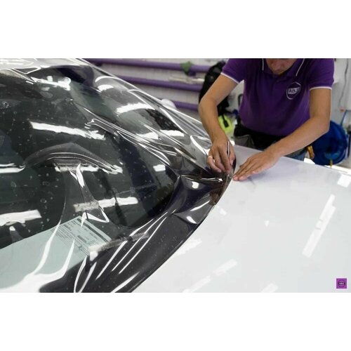 SunGrass / Полиуретановая антигравийная пленка для бронирования лобового стекла автомобиля от сколов и песка 122х100 см