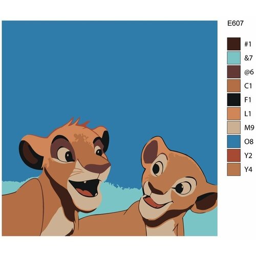 Детская картина по номерам E607 Мультфильм - Король Лев. Нала и Симба 30X30 игрушка нала звук мультфильм король лев