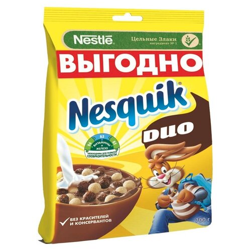 фото Готовый завтрак nesquik duo шоколадные шарики, пакет, 700 г