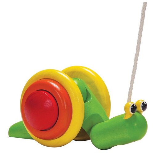 Каталка-игрушка PlanToys Pull-Along Snail (5108 / 5722), зеленый/желтый/красный каталка игрушка brio pull along