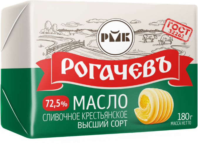 Масло Рогачевъ Крестьянское сливочное 72.5%