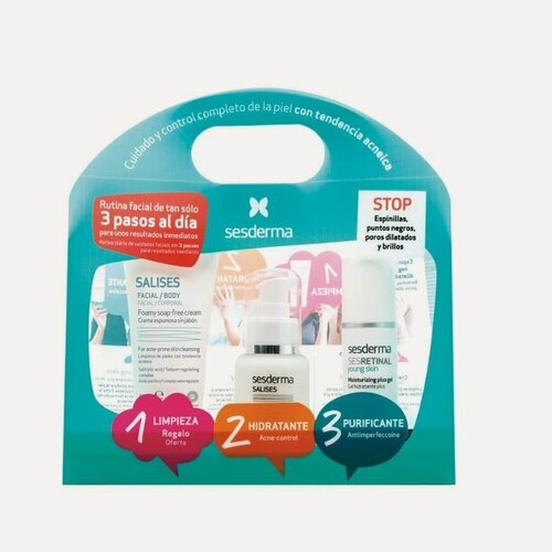 Изображение товара Пенка Sesderma Acnises Salises Antiacne Pack, Salises Tratamiento completo Набор Анти Акне - гель, крем-пенка, гель, крем, крем, Набор