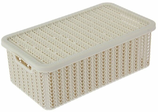 IDEA Корзина для хранения «Вязание» 3 л 26.5×15×10 см с крышкой белая