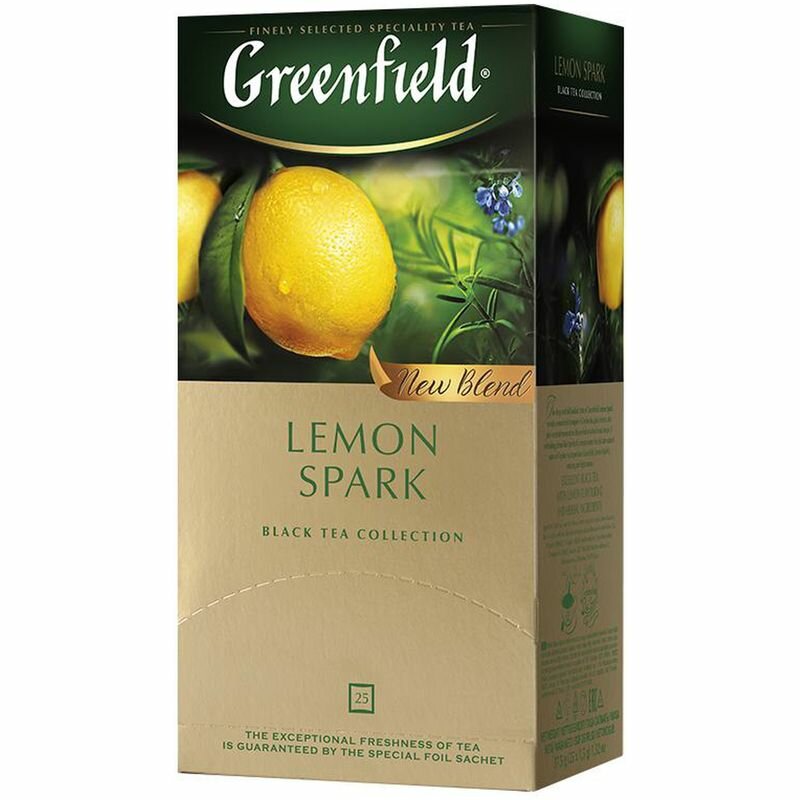 Чай Greenfield Lemon Spark чёрный в пакетиках, 25х1.5г