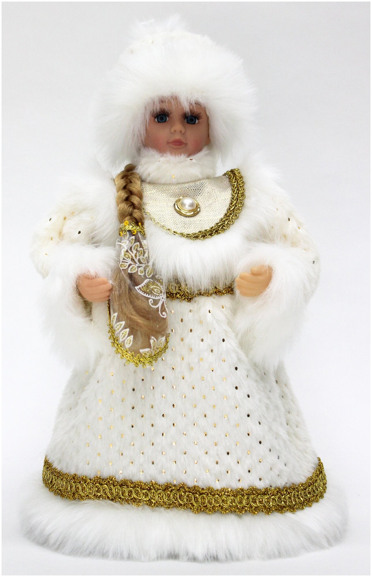 Фигурка Triumph Nord Снегурочка в белой с золотом шубе и шапке 30 см
