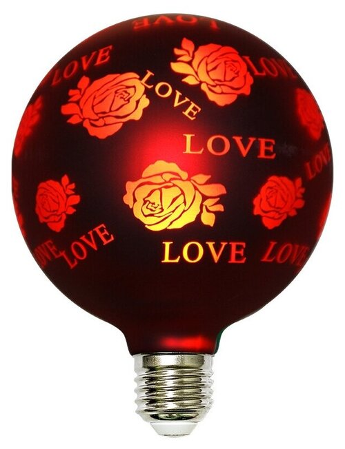 Лампочка светодиодная филаментная GIS-SOLAR 3D-G125-E27-2Вт-220В-RED LOVE