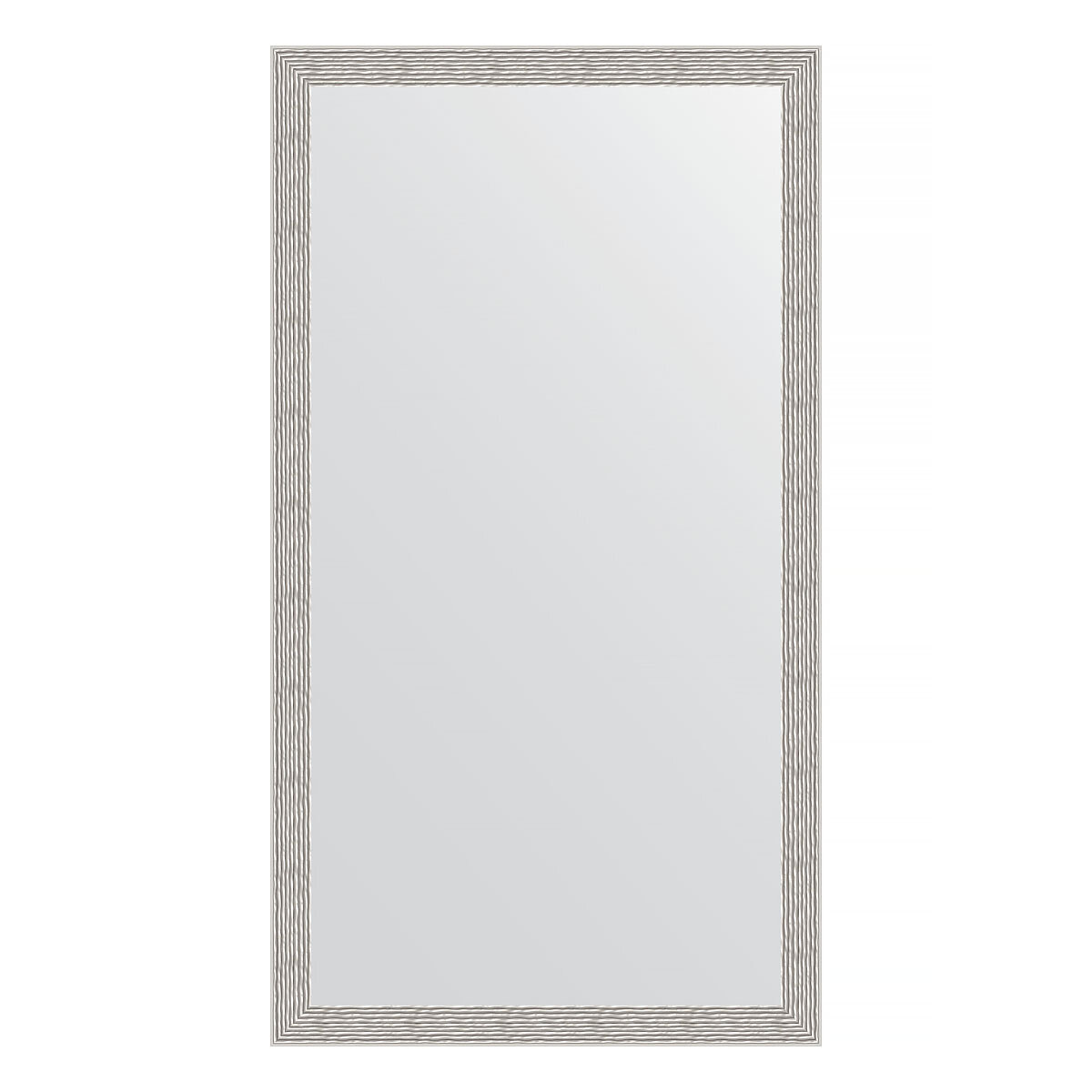 Зеркало настенное EVOFORM в багетной раме волна алюминий, 61х111 см, для гостиной, прихожей, кабинета, спальни и ванной комнаты, BY 3198