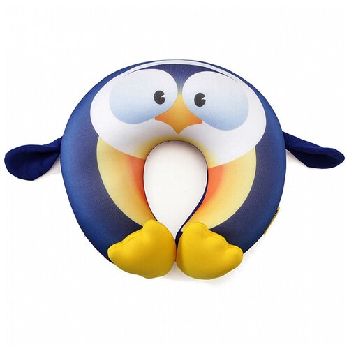 фото Подушка для шеи travel blue fun pillow - penguin, синий/желтый