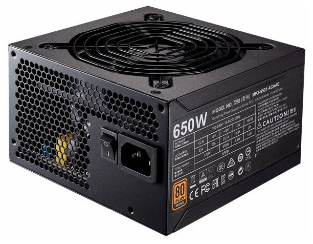 Блок питания Cooler Master MWE Bronze 650W V2, 650Вт, 120мм, черный, retail [mpe-6501-acaab-eu]