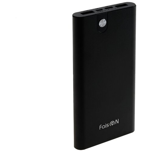 Аккумулятор внешний FaisON FS-PB-904 Classic 10000mAh металл 2 USB выхода индикатор 2.1A цвет: чёрный