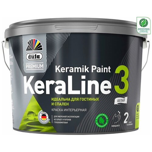 Краска акриловая Dufa Premium KeraLine 3 матовая бесцветный 9 л
