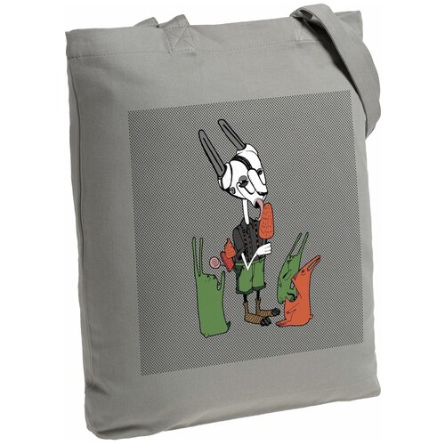 фото Сумка-шоппер «зайцы и морковное мороженое», серая соль