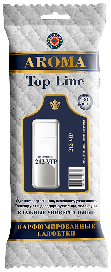 Салфетки влажные Aroma-Topline 30шт с ароматом мужского парфюма VIP 212