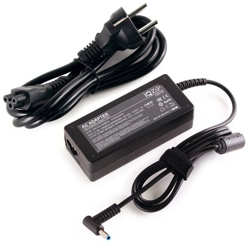 фото Блок питания (зарядка) iqzip для ноутбука hp 19.5v 3.33a (65w), штекер: 4.5 x 3.0 мм, (с сетевым кабелем), pn: 714657-001