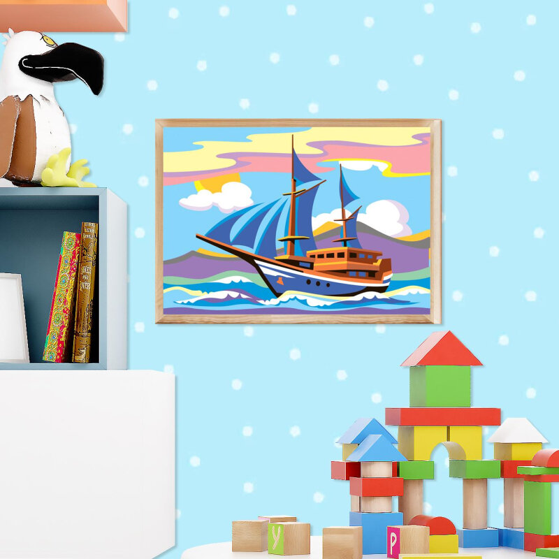 Набор для творчества Картина по номерам для малышей "Корабль" Ркн-110 Lori - фотография № 7