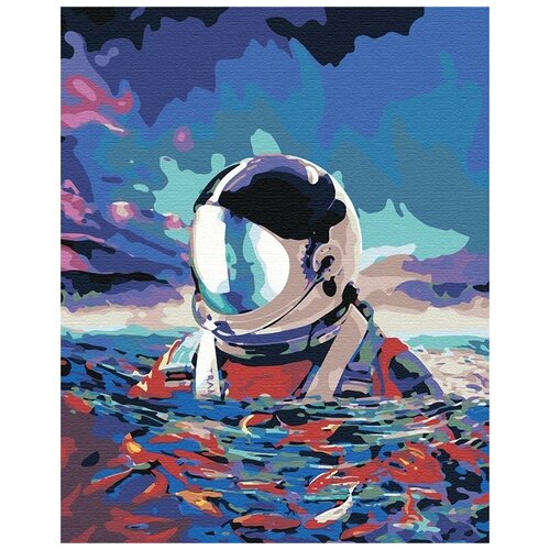 Астронавт в море Раскраска картина по номерам на холсте