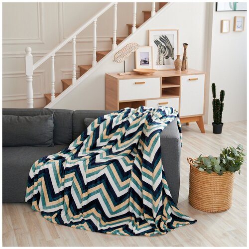 фото Плед "зигзаг", бирюза, 200*220 см bozhong home textile