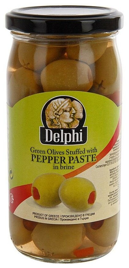 Оливки Delphi фаршированные перцем 350 г - фото №1