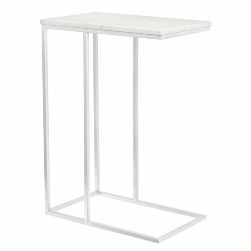 Придиванный столик Bradex Home Loft 50x30см, белый мрамор с белыми ножками