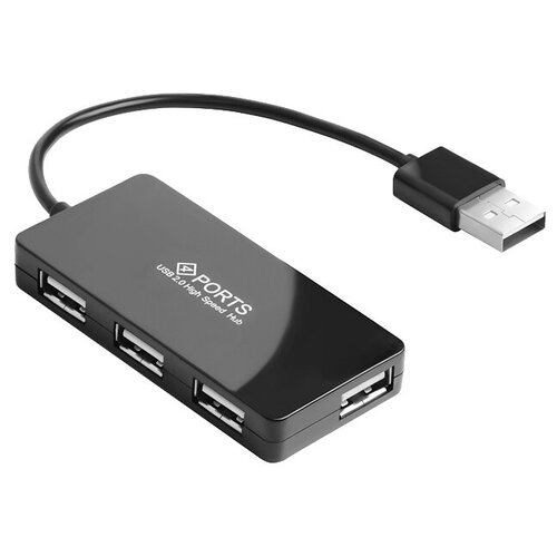 USB-концентратор GCR GCR-UH244B, разъемов: 4, 15 см, черный