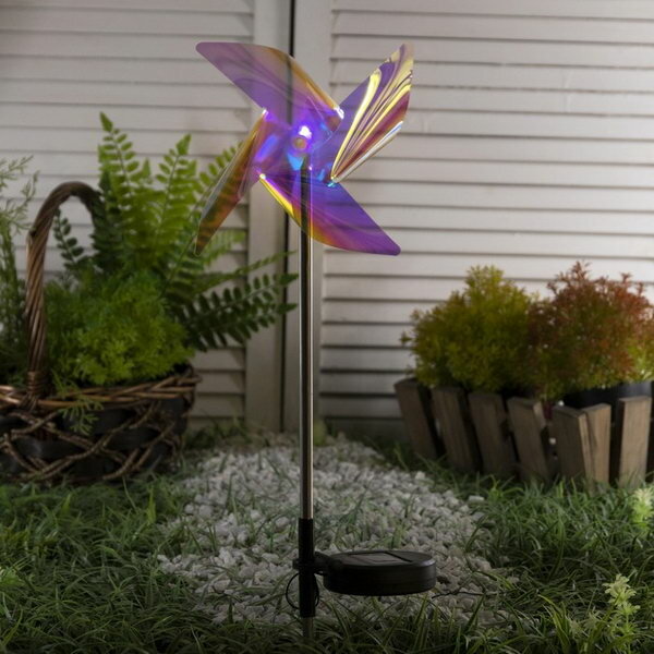 Садовый светильник на солнечной батарее "Ветерок", 66 см, 1 LED, свечение мульти