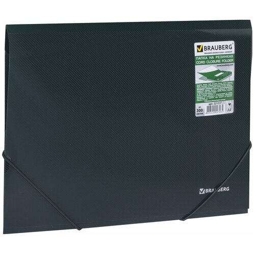фото Brauberg папка на резинках диагональ а4, пластик темно-зеленая