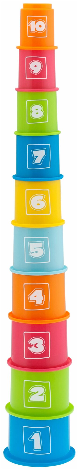 Развивающая игрушка Chicco Занимательная пирамидка с цифрами, 10 дет., разноцветный