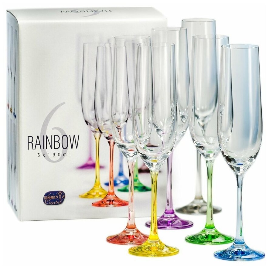 фото Бокалы для шампанского 190 мл 6 шт "Виола /Ассорти" Crystalex CZ s. r. o.