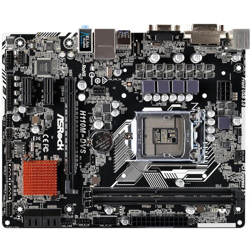 Материнская плата ASRock H110M-DVS R2.0 LGA 1151 PCI-E Dsub+DVI GbLAN SATA MicroATX 2DDR4 Б/У