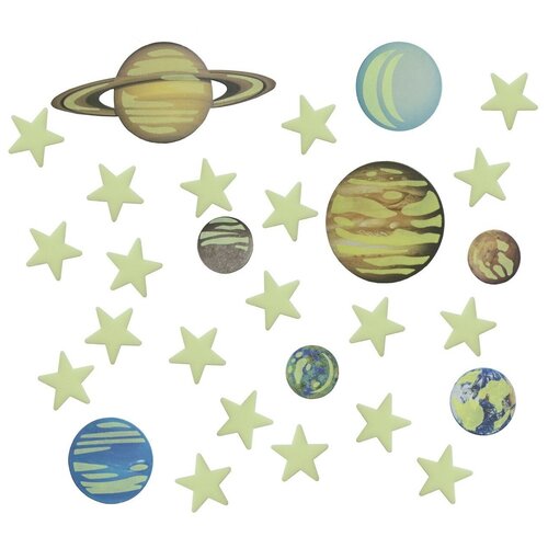 Комплект наклеек для детей 4M планеты и суперзвезды 00-05635, светящиеся