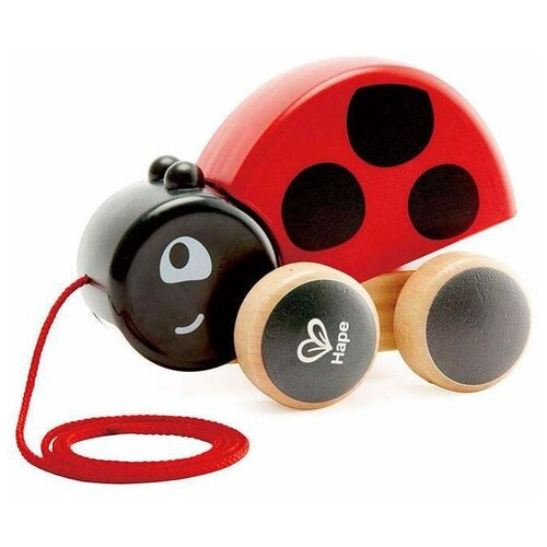 Каталка-игрушка Hape Ladybug Pull Along (E0362), бежевый/красный каталка hape e0362 hp божья коровка