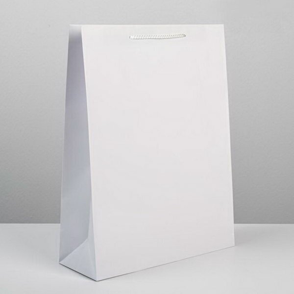 Пакет подарочный ламинированный, упаковка, "Белый", L 28 x 38 x 9 см