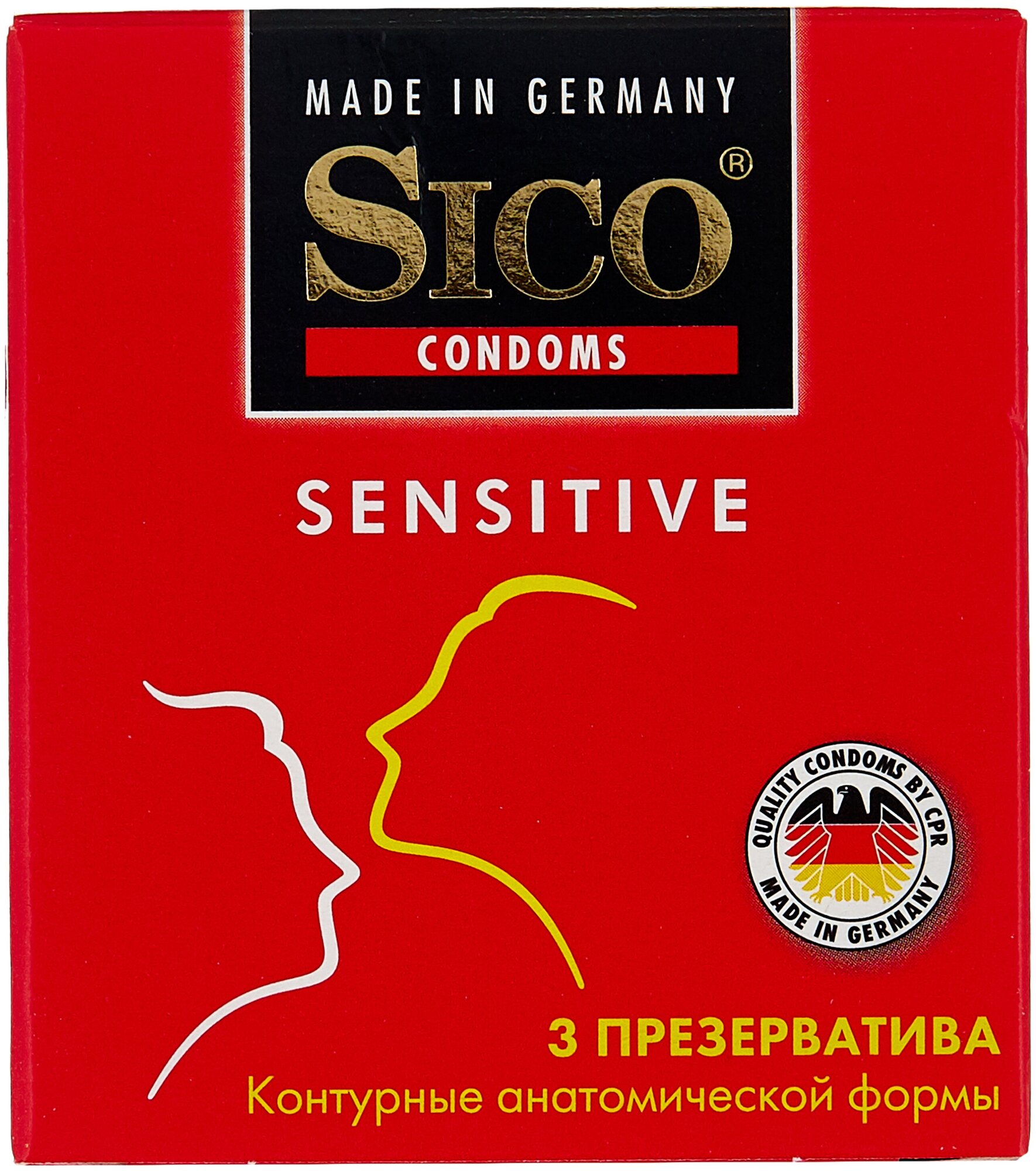 SICO Презервативы Sensitive, контурные, анатомической формы, 3 шт