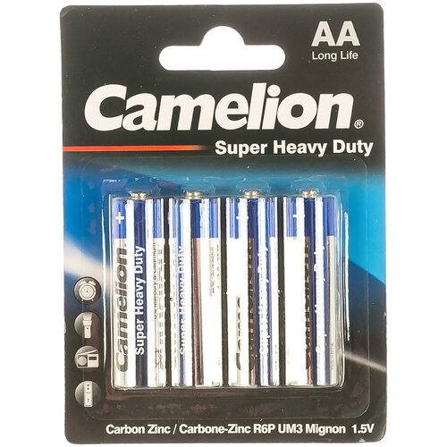 Батарейка 1.5В Camelion, R6 Blue BL-4, 3215 15083667 батарейка aa camelion blue r6 r6p bp4b 4 штуки