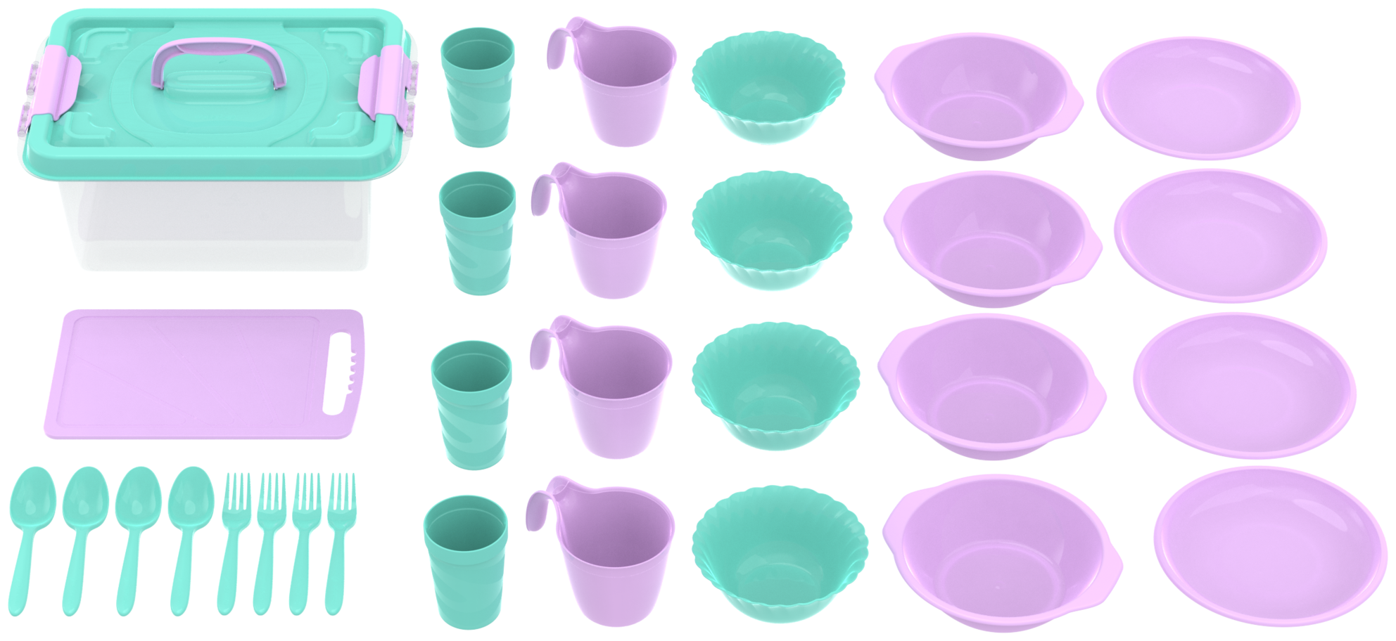 Набор посуды для пикника из 30 предметов на 4 персоны АП180 - фотография № 2