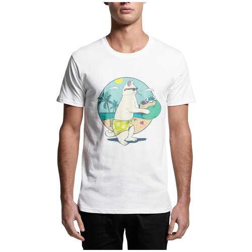 фото Футболка мужская "lazy cat", белая, размер xxl print it!