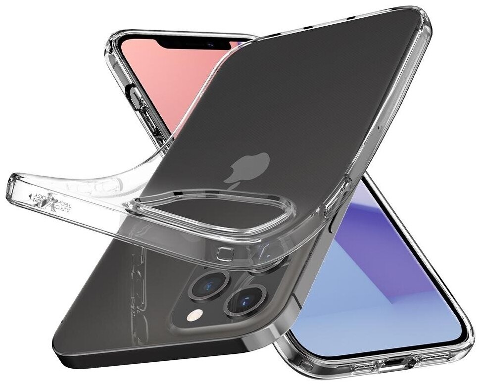 Чехол Spigen на Apple iPhone 12/12 Pro (ACS01697) Liquid Crystal / Спиген чехол для Айфон 12 силиконовый, противоударный, с защитой камеры, прозрачный