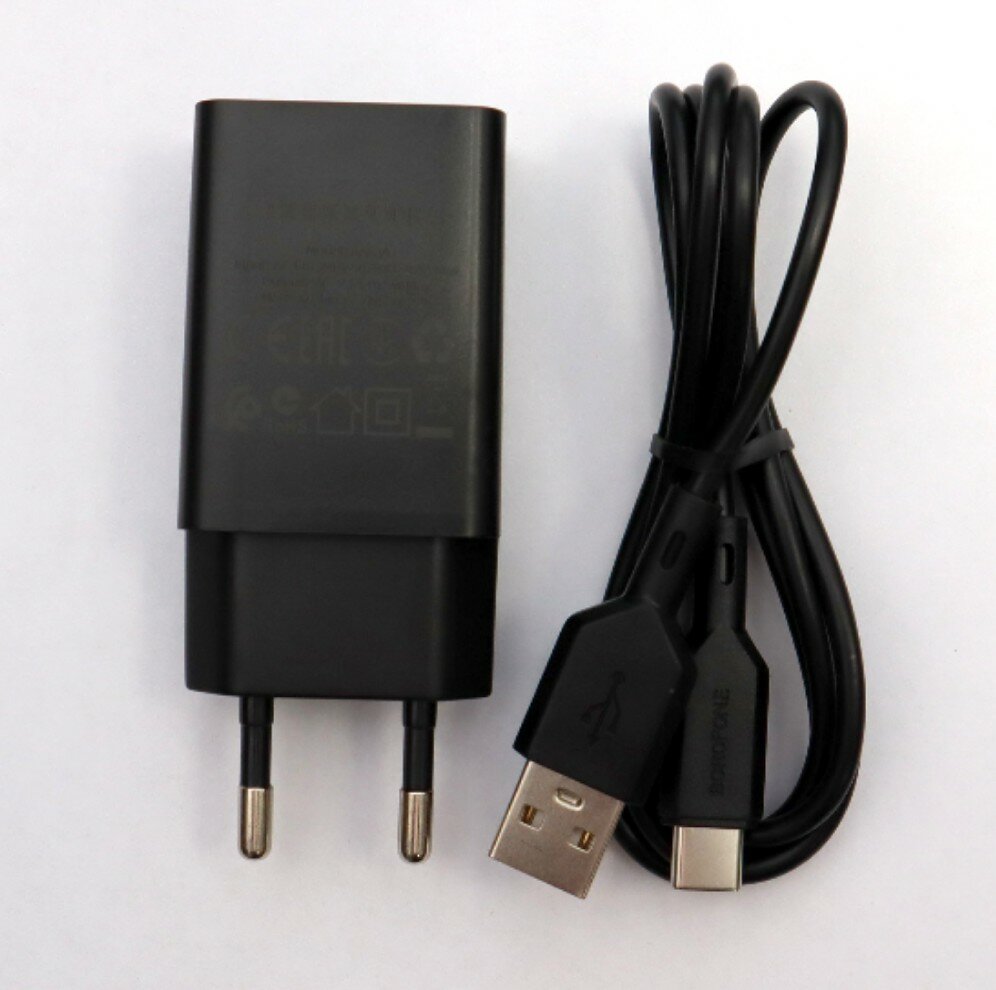 Сетевое зарядное устройство c USB Borofone BA68A+Type-C черное 21A