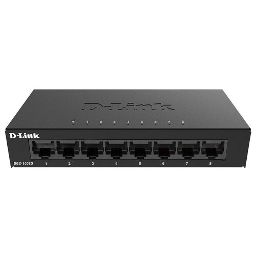 D-Link DGS-1008D/K2A Неуправляемый коммутатор с 8 портами 10/100/1000 Base-T и функцией энергосбережения коммутатор d link dgs 1008d k2a