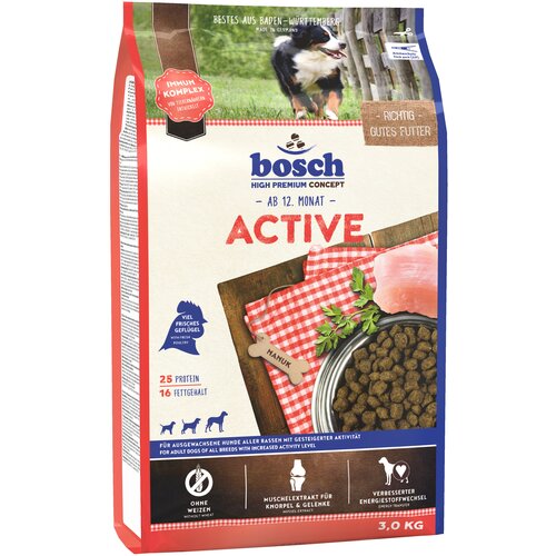 Сухой корм для собак Bosch Active, для активных животных 1 уп. х 1 шт. х 3 кг сухой корм для собак зоогурман active life для активных животных телятина 1 уп х 1 шт х 1 2 кг