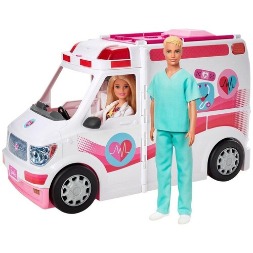 фото Игровой набор с куклой barbie барби gmg35 клиника 2 куклы + машина скорой помощи серия "кем быть?"
