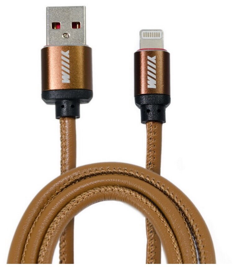 Data-кабель USB-Lightning кофейный эко-кожа (CB810-2A-U8-LR-10CF) WIIIX 1м