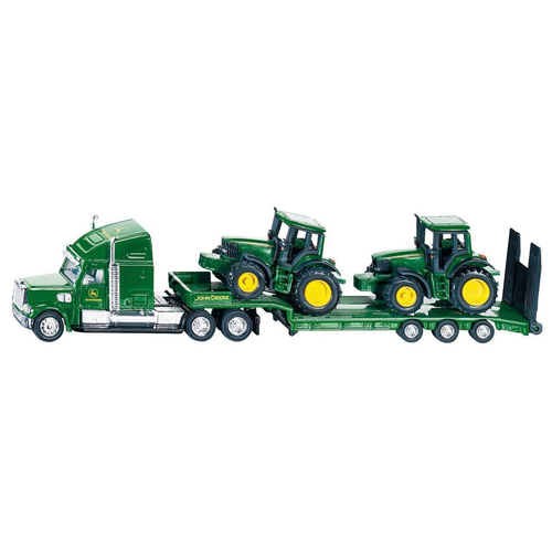 Грузовик Siku Тягач Farmer с тракторами John Deere (1837) 1:87, 25 см, зеленый фермер john deere 8500i siku